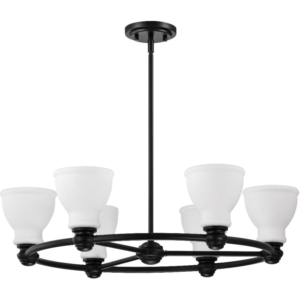 nuvo lighting Russel 6 Light 28 inch Matte Black Chandelier Ceiling Light