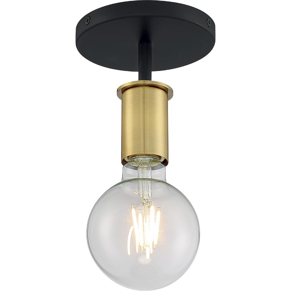 nuvo lighting Ryder 1 Light 5 inch Black and Brushed Brass Semi Flush Mount Fixture Ceiling Light