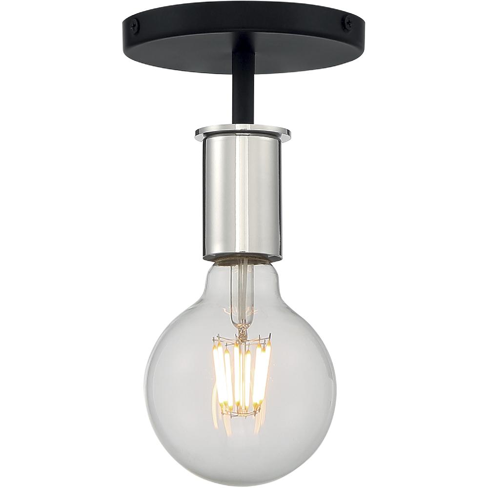 nuvo lighting Ryder 1 Light 5 inch Black and Polished Nickel Semi Flush Mount Fixture Ceiling Light