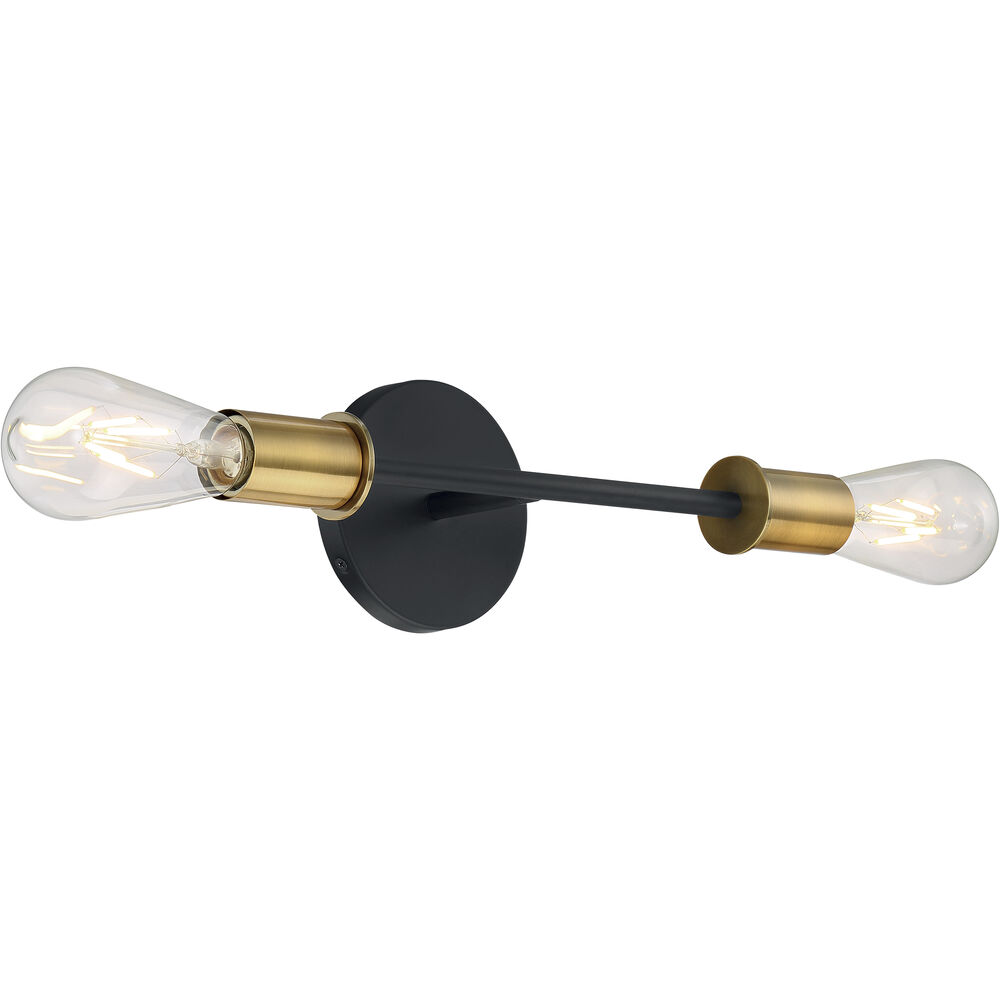 Nuvo Lighting Ryder 2 Light 5 Inch Black And Brushed Brass Vanity Light Wall Light