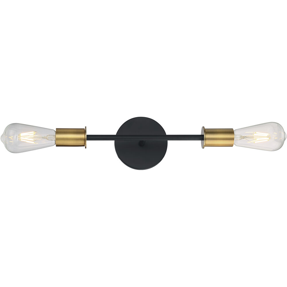 Nuvo Lighting Ryder 2 Light 5 Inch Black And Brushed Brass Vanity Light Wall Light