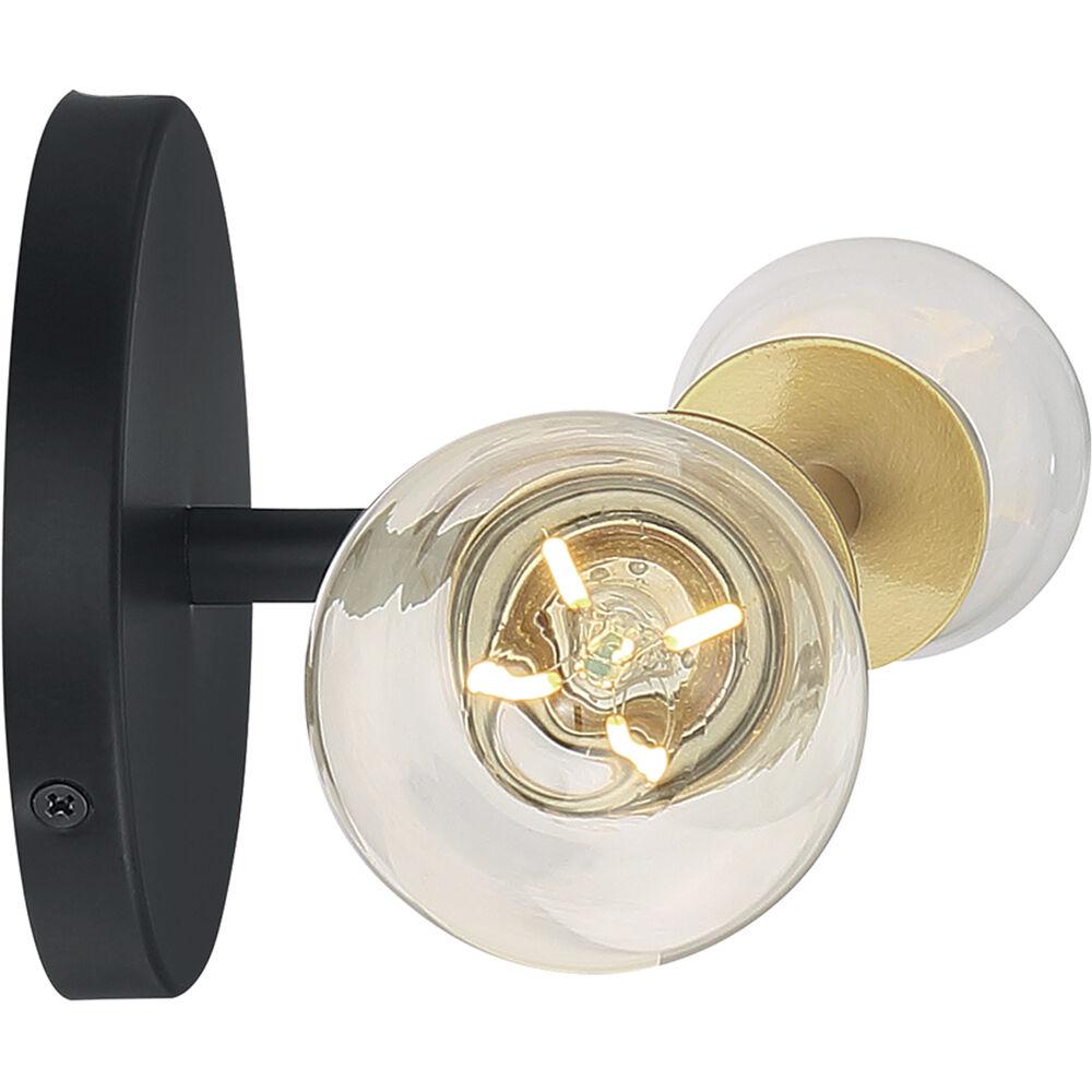 Nuvo Lighting Ryder 2 Light 5 Inch Black And Brushed Brass Vanity Light Wall Light