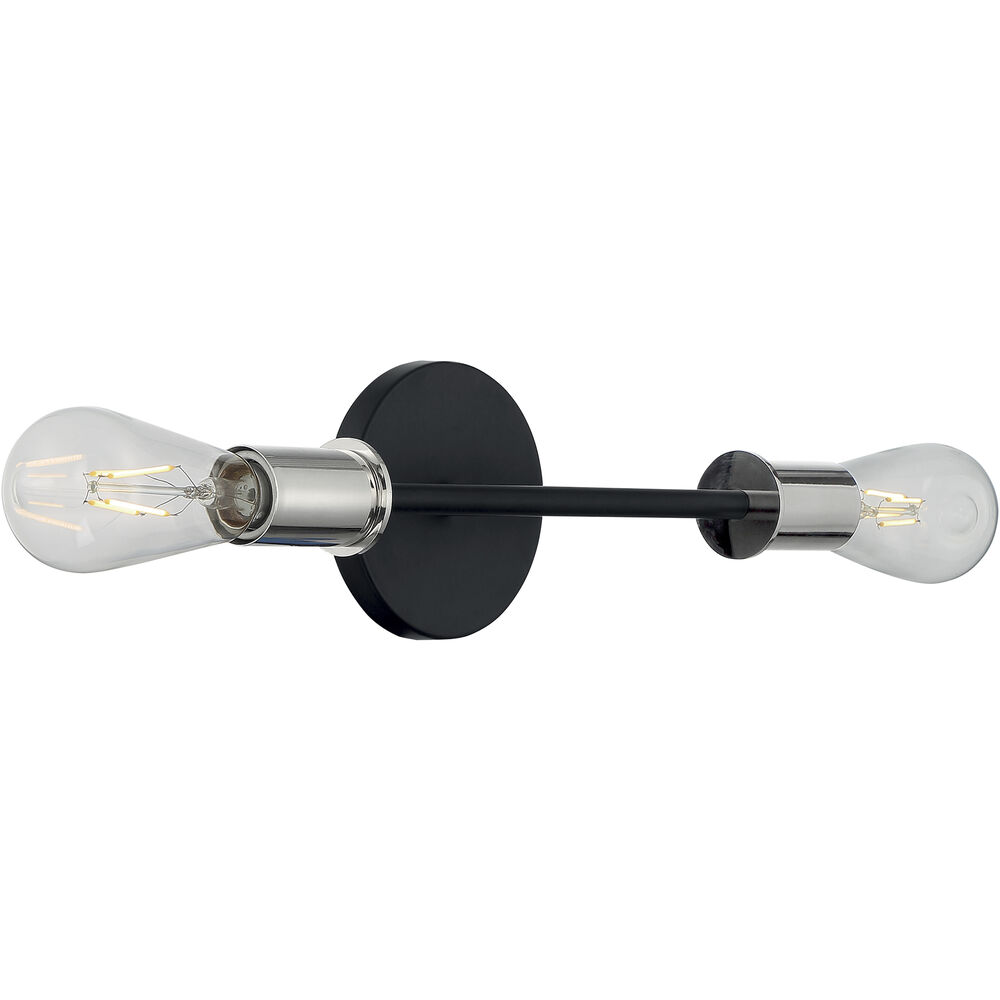 Nuvo Lighting Ryder 2 Light 5 Inch Black And Polished Nickel Vanity Light Wall Light
