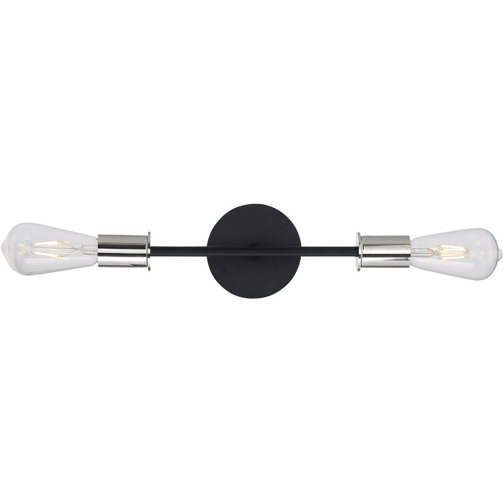 Nuvo Lighting Ryder 2 Light 5 Inch Black And Polished Nickel Vanity Light Wall Light