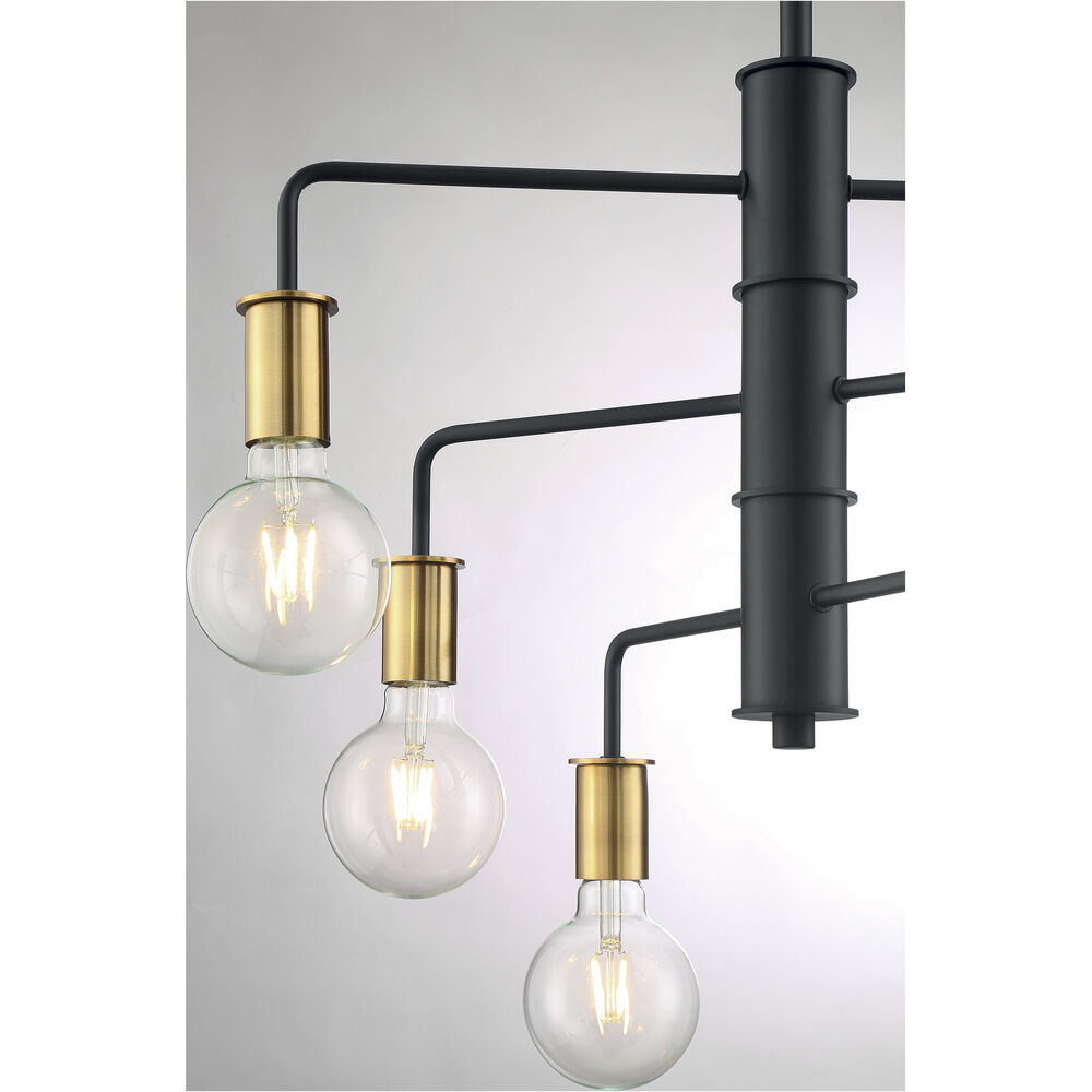 Nuvo Lighting Ryder 6 Light 25 Inch Black And Brushed Brass Chandelier Ceiling Light