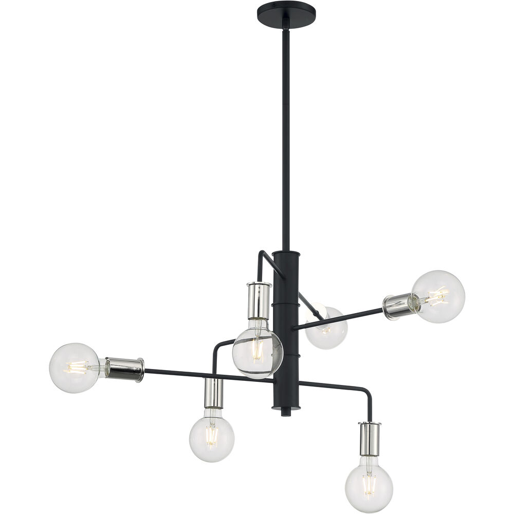 Nuvo Lighting Ryder 9 Light 25 Inch Black And Polished Nickel Chandelier Ceiling Light