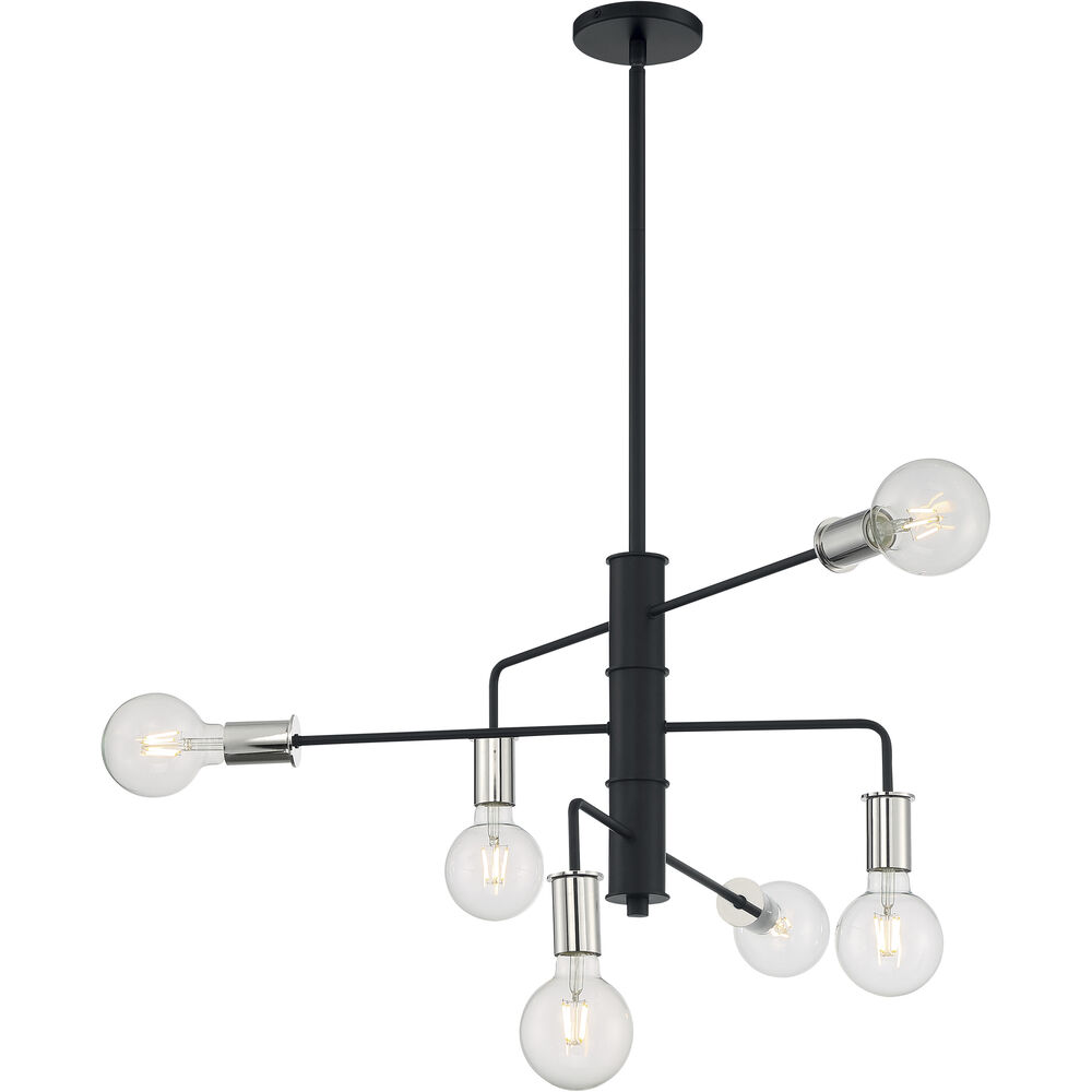 Nuvo Lighting Ryder 9 Light 25 Inch Black And Polished Nickel Chandelier Ceiling Light