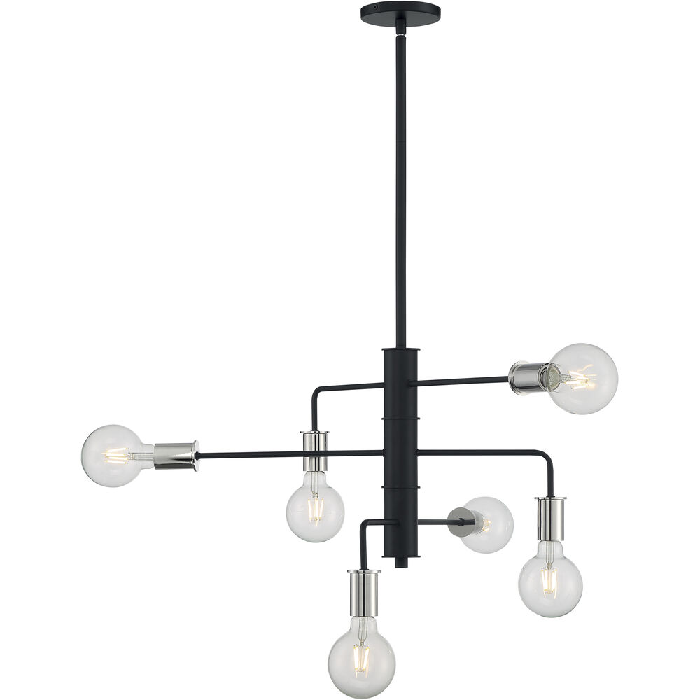 Nuvo Lighting Ryder 9 Light 25 Inch Black And Polished Nickel Chandelier Ceiling Light
