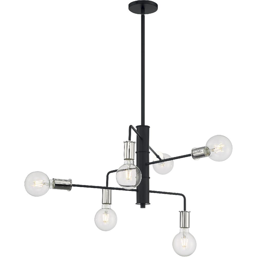 nuvo lighting Ryder 9 Light 25 inch Black and Polished Nickel Chandelier Ceiling Light
