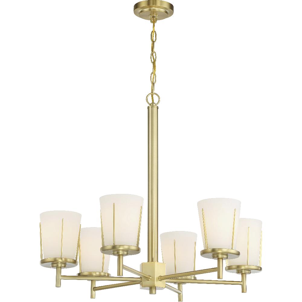 nuvo lighting Serene 6 Light 26 inch Natural Brass Chandelier Ceiling Light