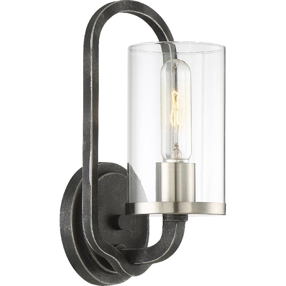 nuvo lighting Sherwood 1 Light 6 inch Iron Black and Brushed Nickel Accents Wall Sconce Wall Light