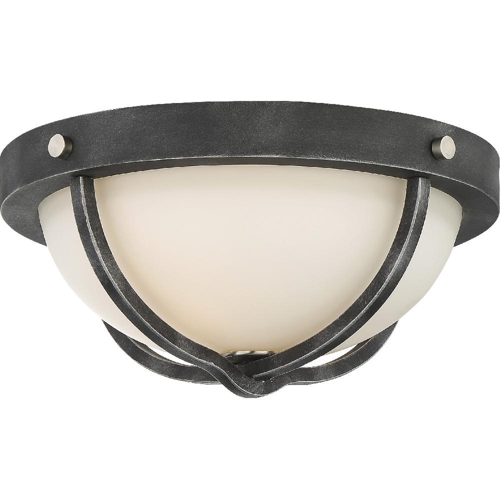 nuvo lighting Sherwood 2 Light 15 inch Iron Black and Brushed Nickel Accents Flush Mount Ceiling Light