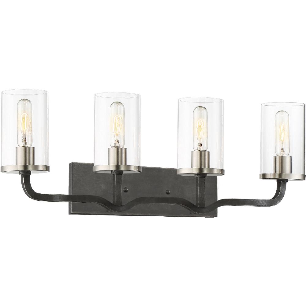 nuvo lighting Sherwood 4 Light 32 inch Iron Black and Brushed Nickel Accents Vanity Light Wall Light