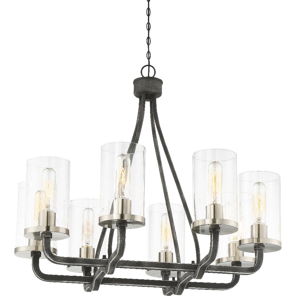 nuvo lighting Sherwood 8 Light 25 inch Iron Black and Brushed Nickel Accents Chandelier Ceiling Light