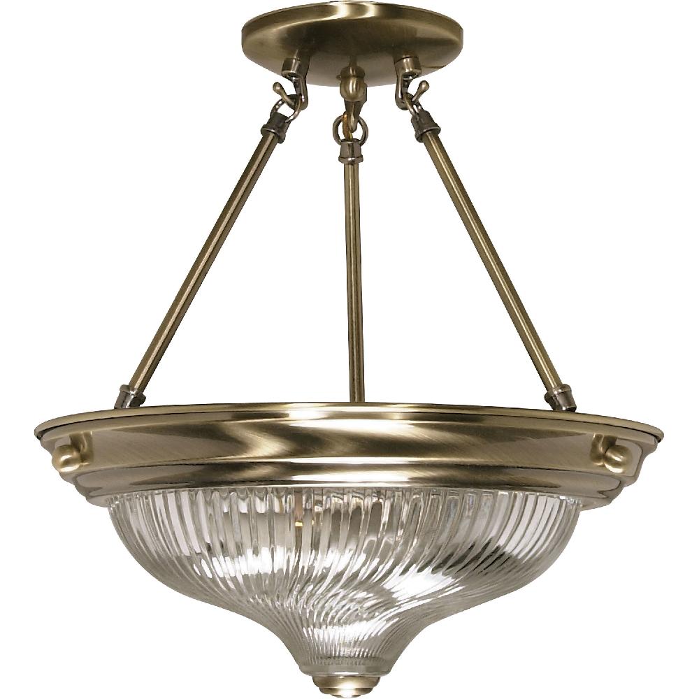 nuvo lighting Signature 2 Light 13.25 inch Antique Brass Semi-Flush Ceiling Light