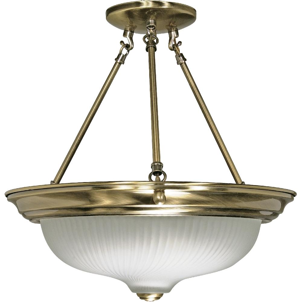 nuvo lighting Signature 3 Light 15.25 inch Antique Brass Semi-Flush Ceiling Light