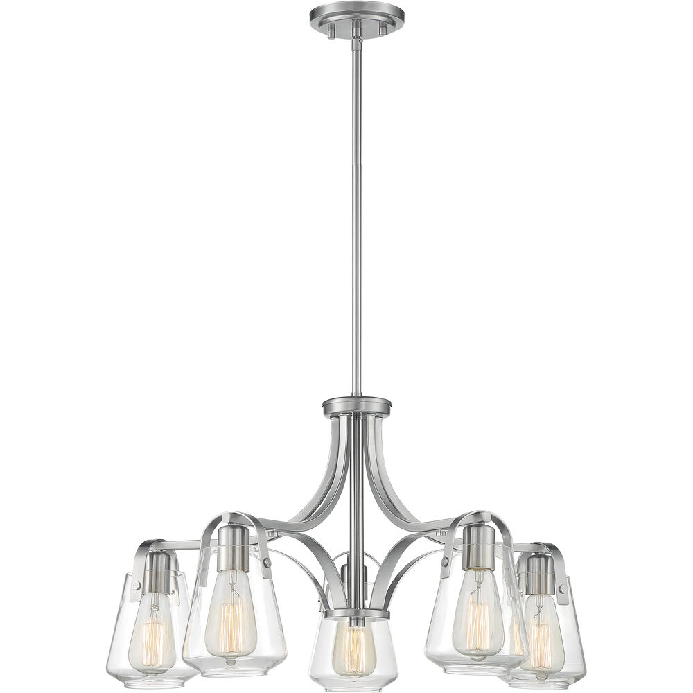 Nuvo Lighting Skybridge 5 Light 27 Inch Brushed Nickel Chandelier Ceiling Light
