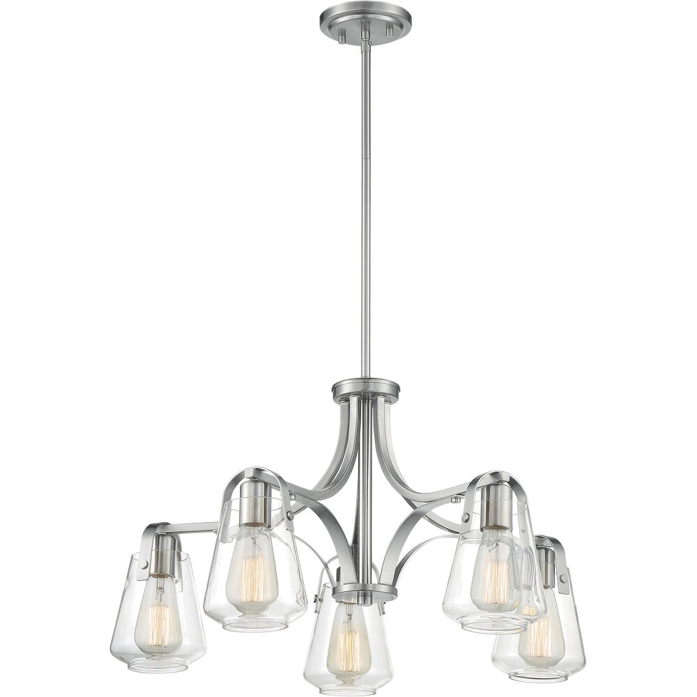 Nuvo Lighting Skybridge 5 Light 27 Inch Brushed Nickel Chandelier Ceiling Light