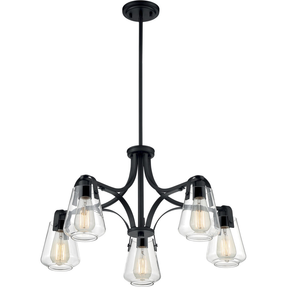 Nuvo Lighting Skybridge 5 Light 27 Inch Matte Black Chandelier Ceiling Light