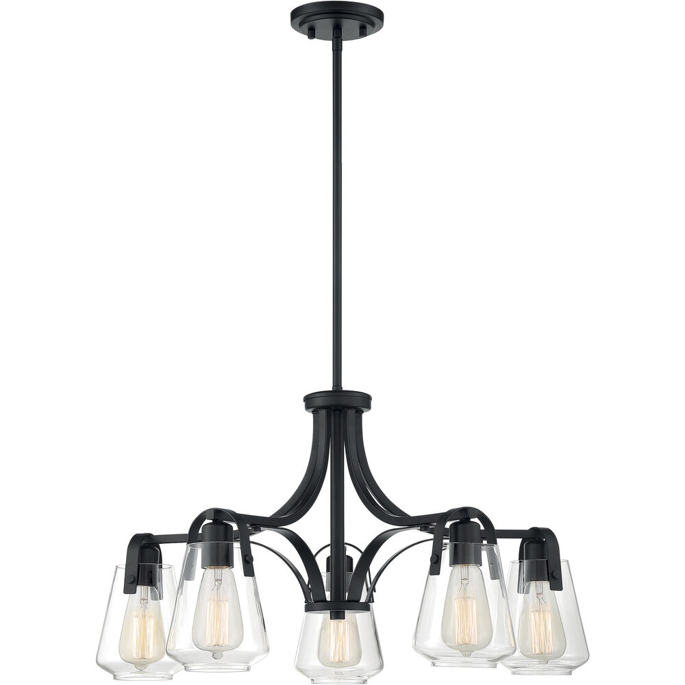 Nuvo Lighting Skybridge 5 Light 27 Inch Matte Black Chandelier Ceiling Light