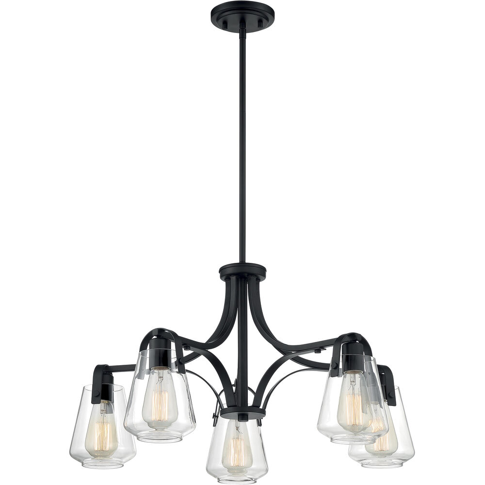 Nuvo Lighting Skybridge 5 Light 27 Inch Matte Black Chandelier Ceiling Light