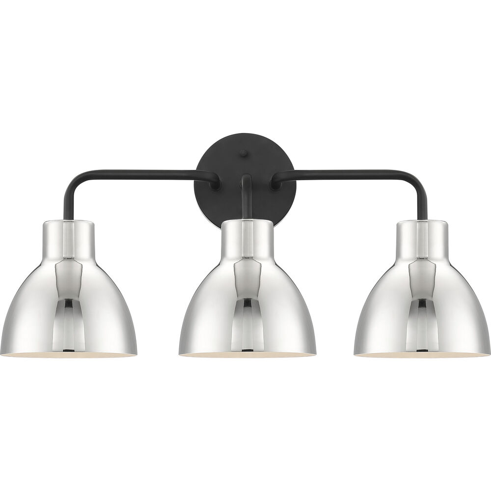 Nuvo Lighting Sloan 3 Light 22 Inch Matte Black And Polished Nickel Vanity Light Wall Light