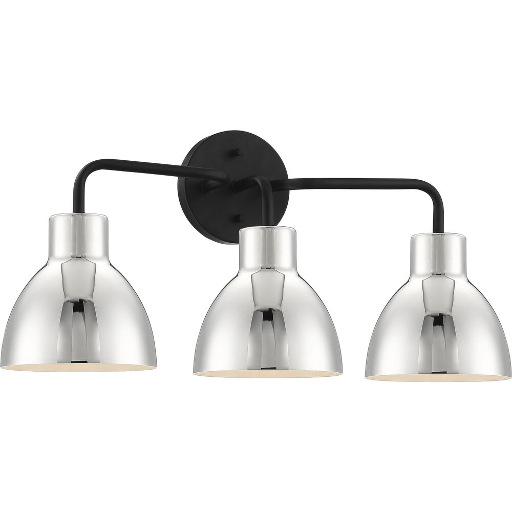 Nuvo Lighting Sloan 3 Light 22 Inch Matte Black And Polished Nickel Vanity Light Wall Light