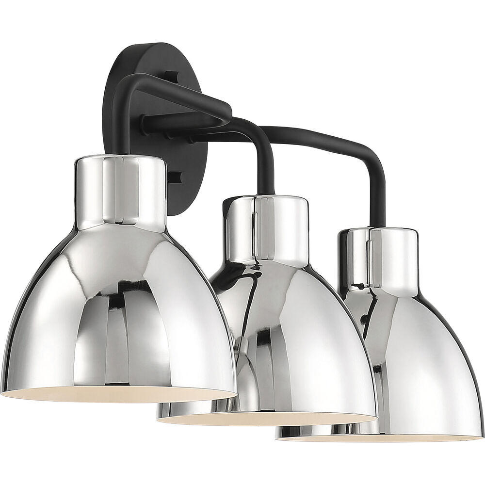 Nuvo Lighting Sloan 3 Light 22 Inch Matte Black And Polished Nickel Vanity Light Wall Light