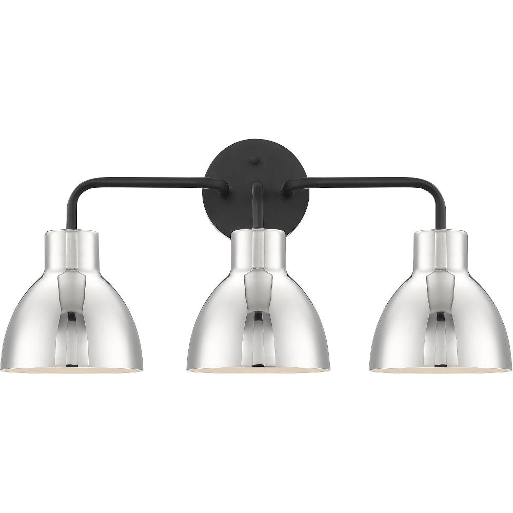 nuvo lighting Sloan 3 Light 22 inch Matte Black and Polished Nickel Vanity Light Wall Light