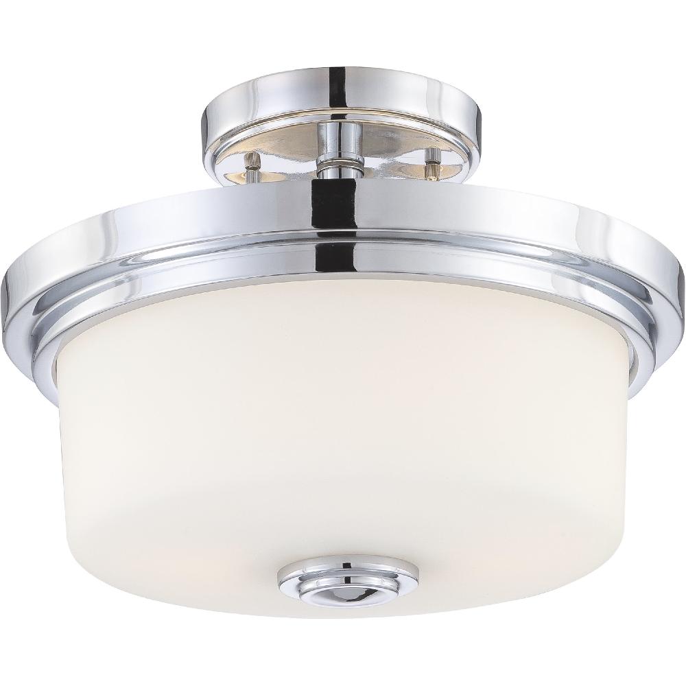 nuvo lighting Soho 2 Light 13 inch Polished Chrome and Satin White Semi Flush Mount Ceiling Light