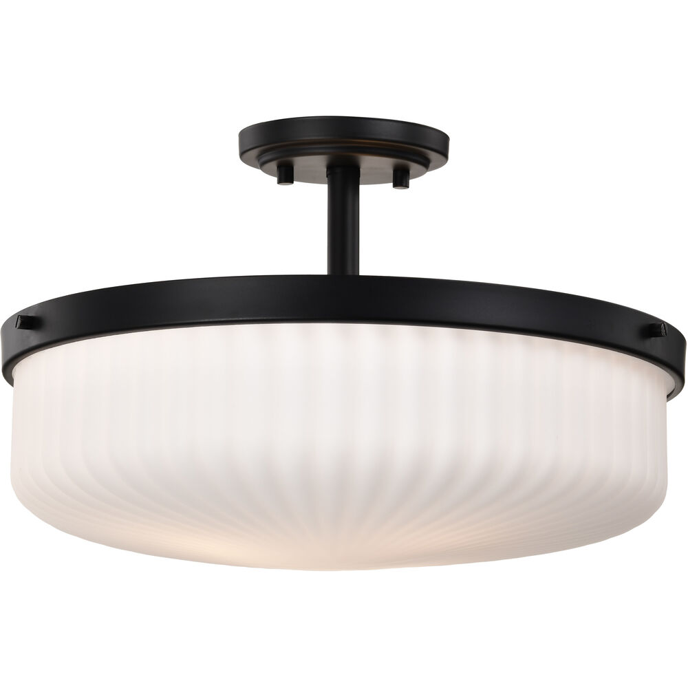 Nuvo Lighting Solara 16.6 Inch Matte Black Semi Flush Mount Ceiling Light