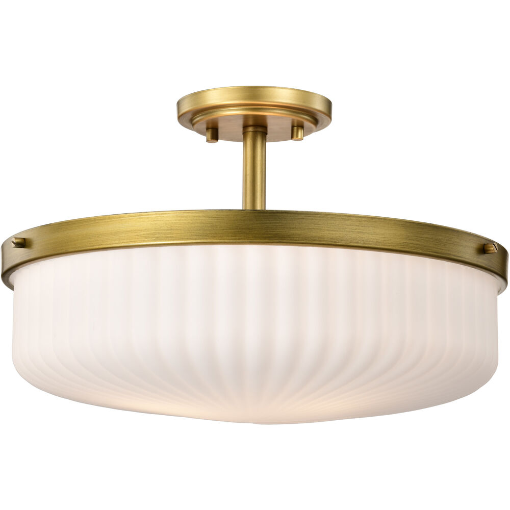 Nuvo Lighting Solara 16.6 Inch Natural Brass Semi Flush Mount Ceiling Light