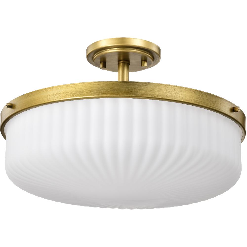 nuvo lighting Solara 16.6 inch Natural Brass Semi Flush Mount Ceiling Light