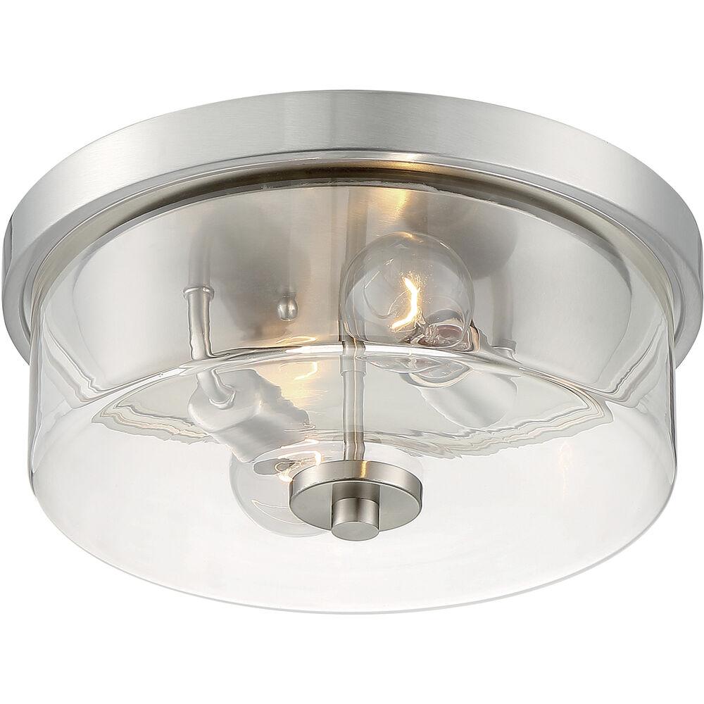 Nuvo Lighting Sommerset 2 Light 13 Inch Brushed Nickel Flush Mount Fixture Ceiling Light
