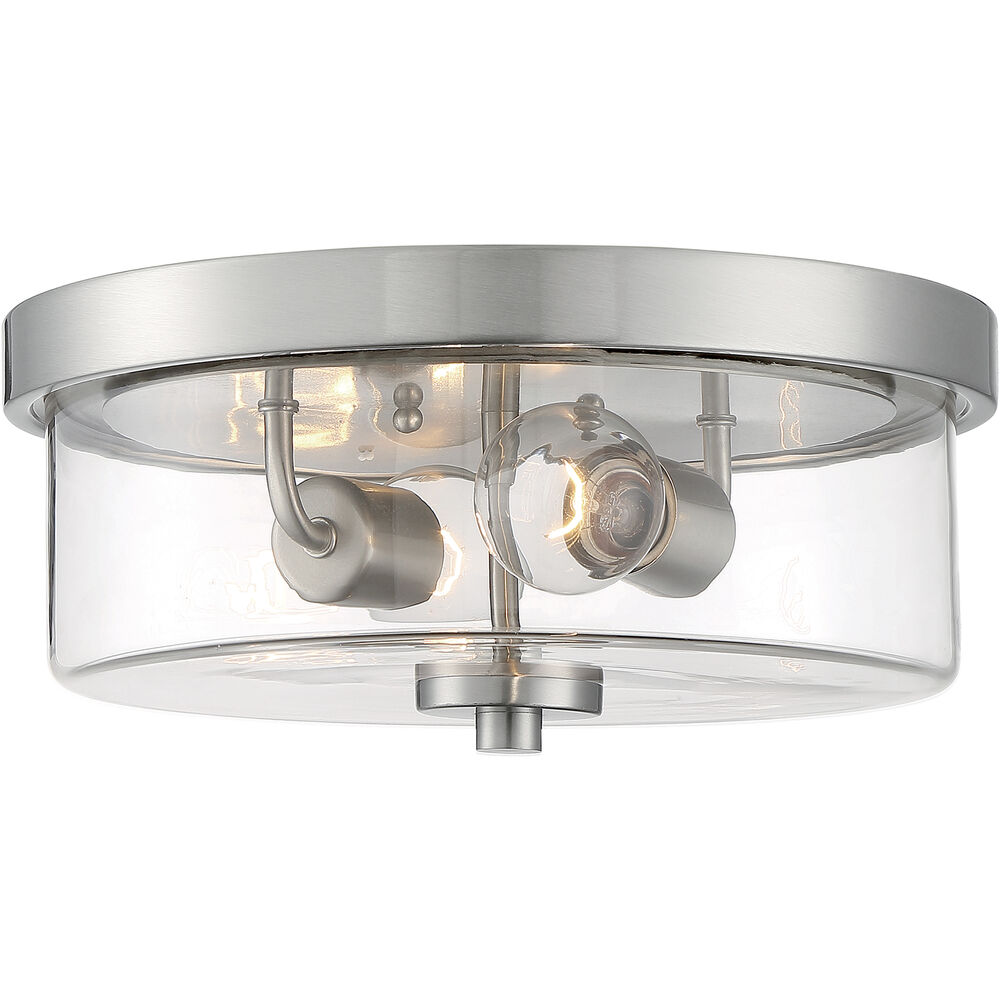 Nuvo Lighting Sommerset 2 Light 13 Inch Brushed Nickel Flush Mount Fixture Ceiling Light