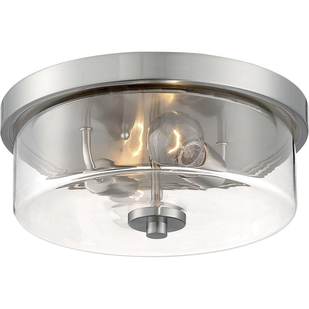 Nuvo Lighting Sommerset 2 Light 13 Inch Brushed Nickel Flush Mount Fixture Ceiling Light
