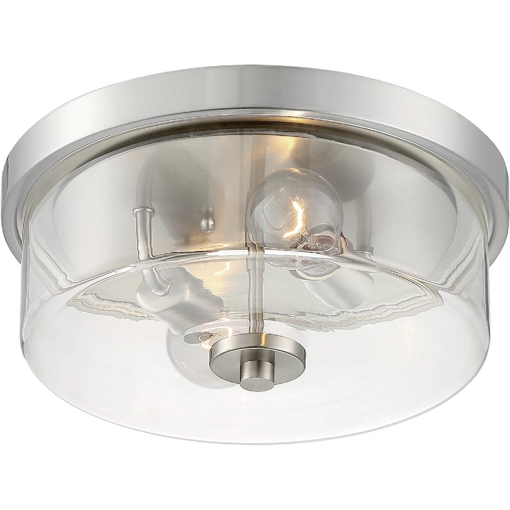 nuvo lighting Sommerset 2 Light 13 inch Brushed Nickel Flush Mount Fixture Ceiling Light