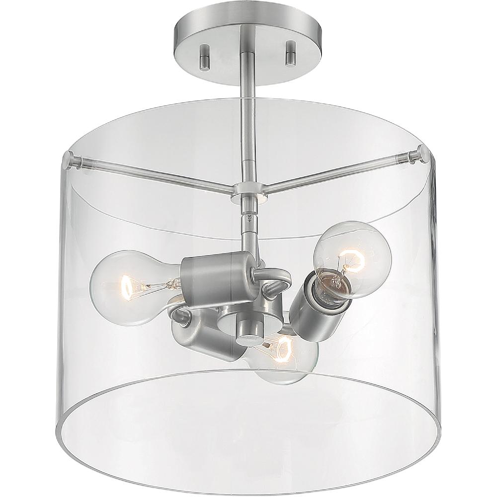 nuvo lighting Sommerset 3 Light 12 inch Brushed Nickel Semi Flush Mount Fixture Ceiling Light