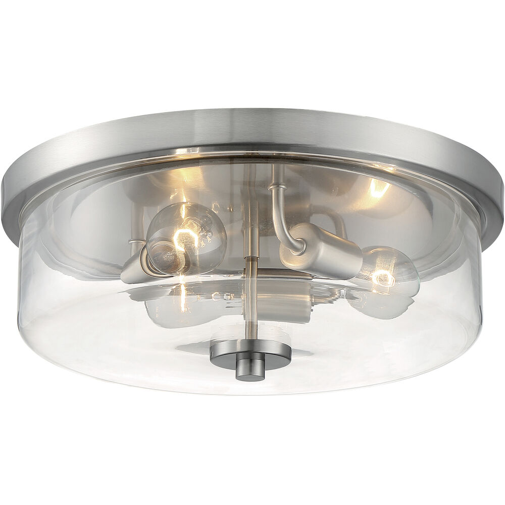 Nuvo Lighting Sommerset 3 Light 15 Inch Brushed Nickel Flush Mount Fixture Ceiling Light