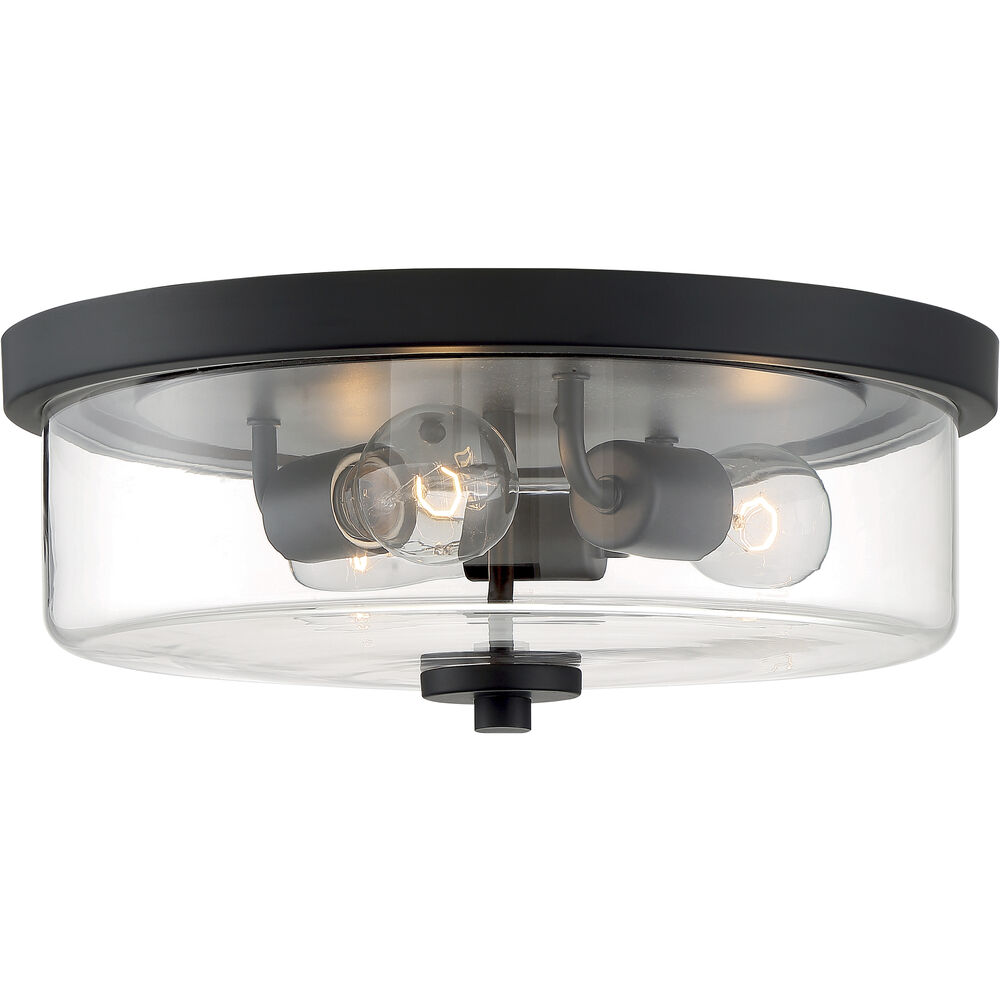 Nuvo Lighting Sommerset 3 Light 15 Inch Matte Black Flush Mount Fixture Ceiling Light