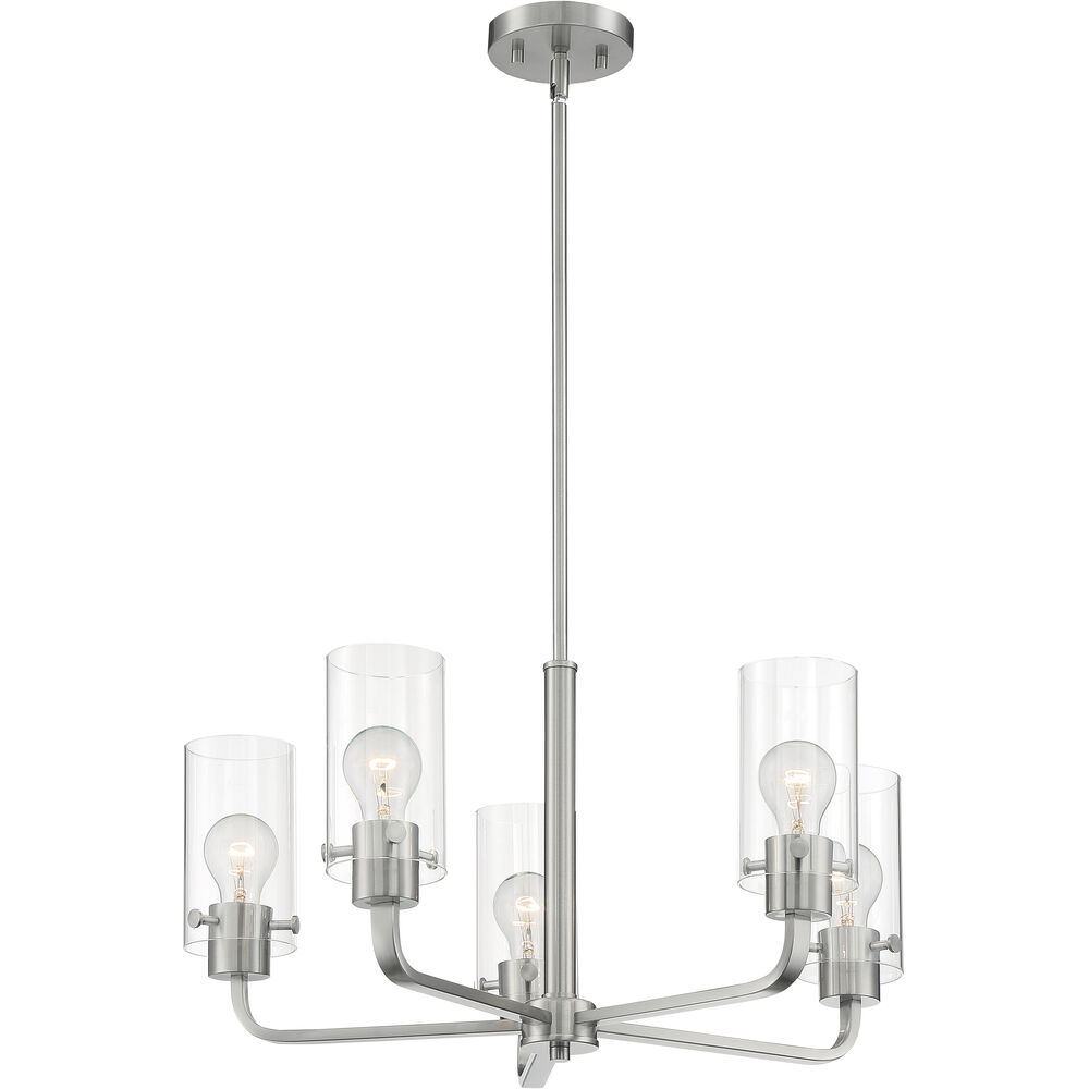 Nuvo Lighting Sommerset 5 Light 24 Inch Brushed Nickel Chandelier Ceiling Light