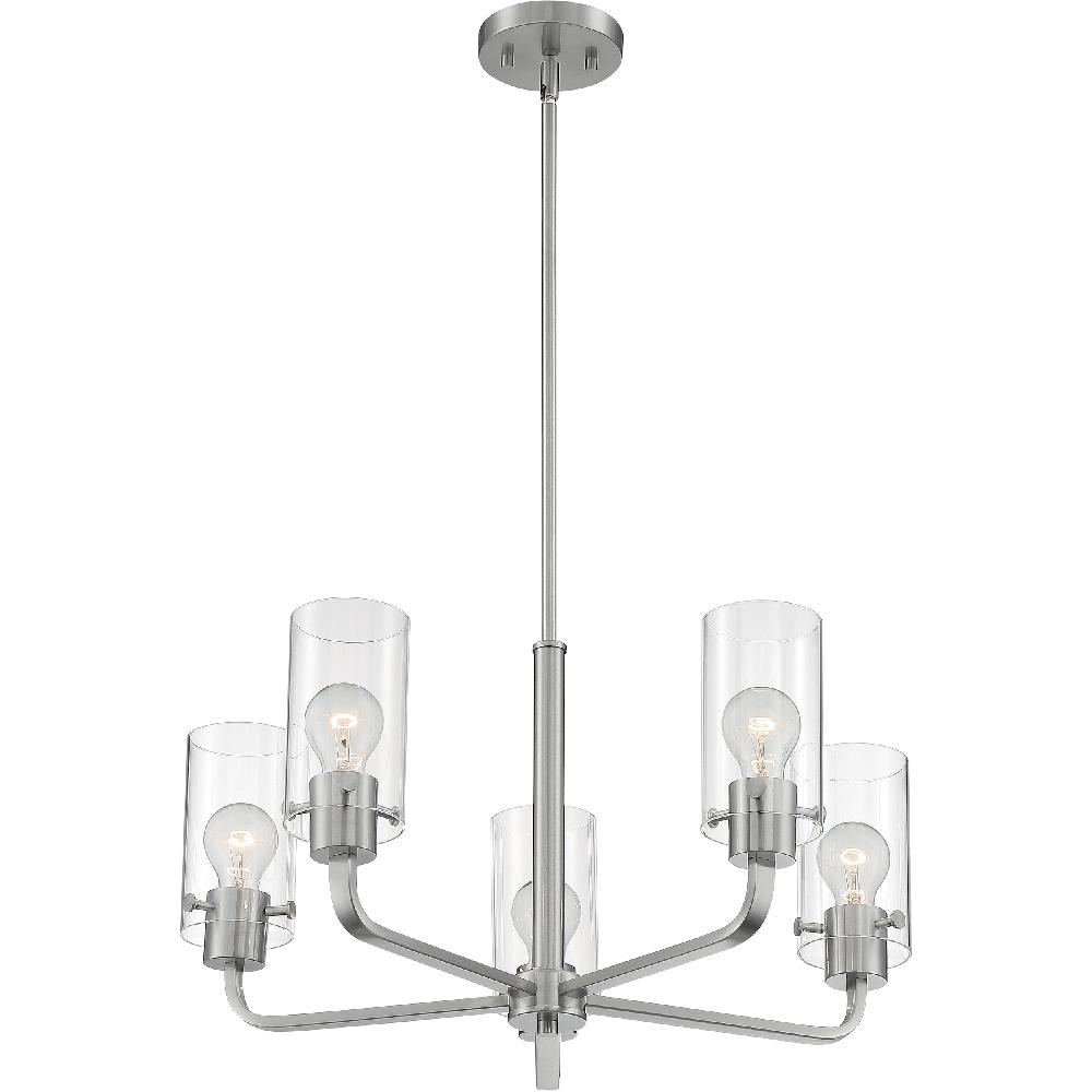 nuvo lighting Sommerset 5 Light 24 inch Brushed Nickel Chandelier Ceiling Light