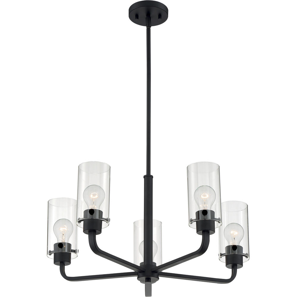 Nuvo Lighting Sommerset 5 Light 24 Inch Matte Black Chandelier Ceiling Light
