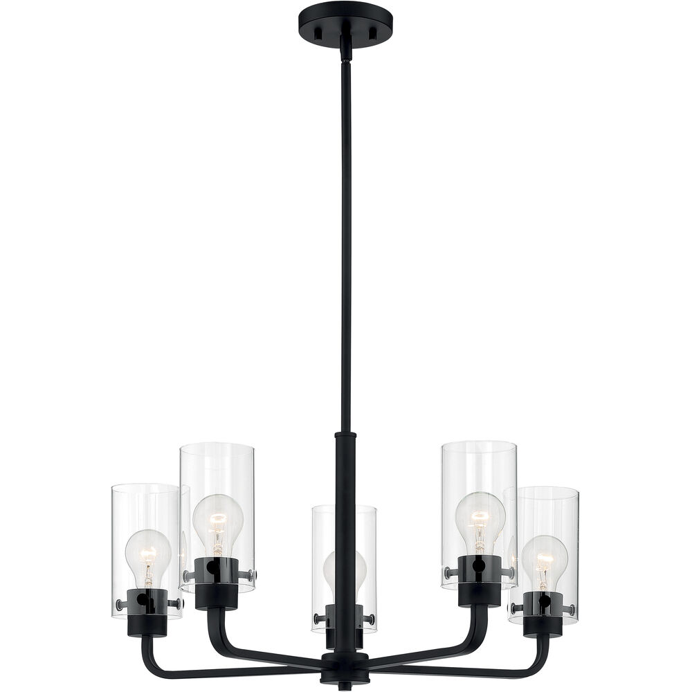 Nuvo Lighting Sommerset 5 Light 24 Inch Matte Black Chandelier Ceiling Light