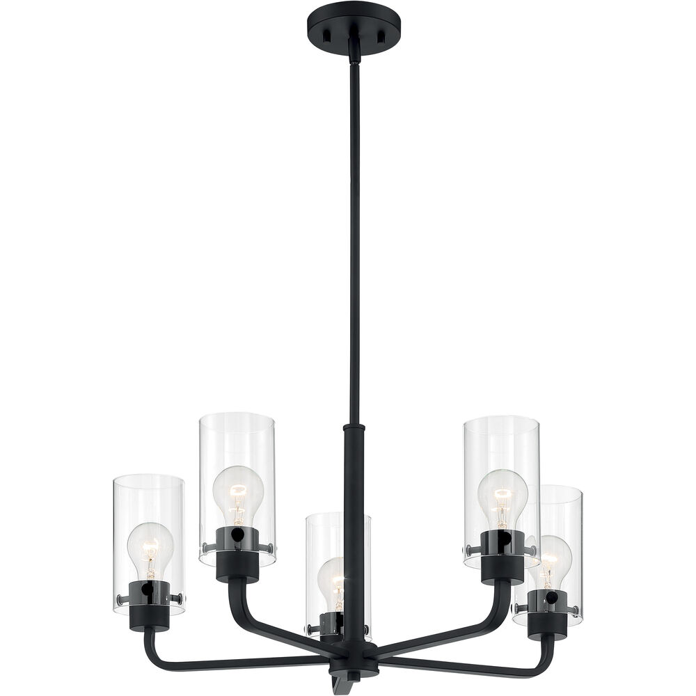 Nuvo Lighting Sommerset 5 Light 24 Inch Matte Black Chandelier Ceiling Light