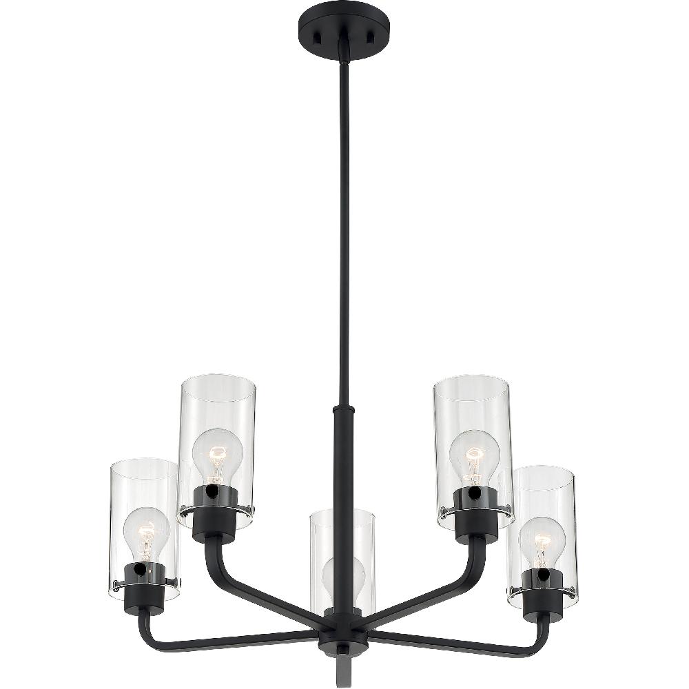 nuvo lighting Sommerset 5 Light 24 inch Matte Black Chandelier Ceiling Light