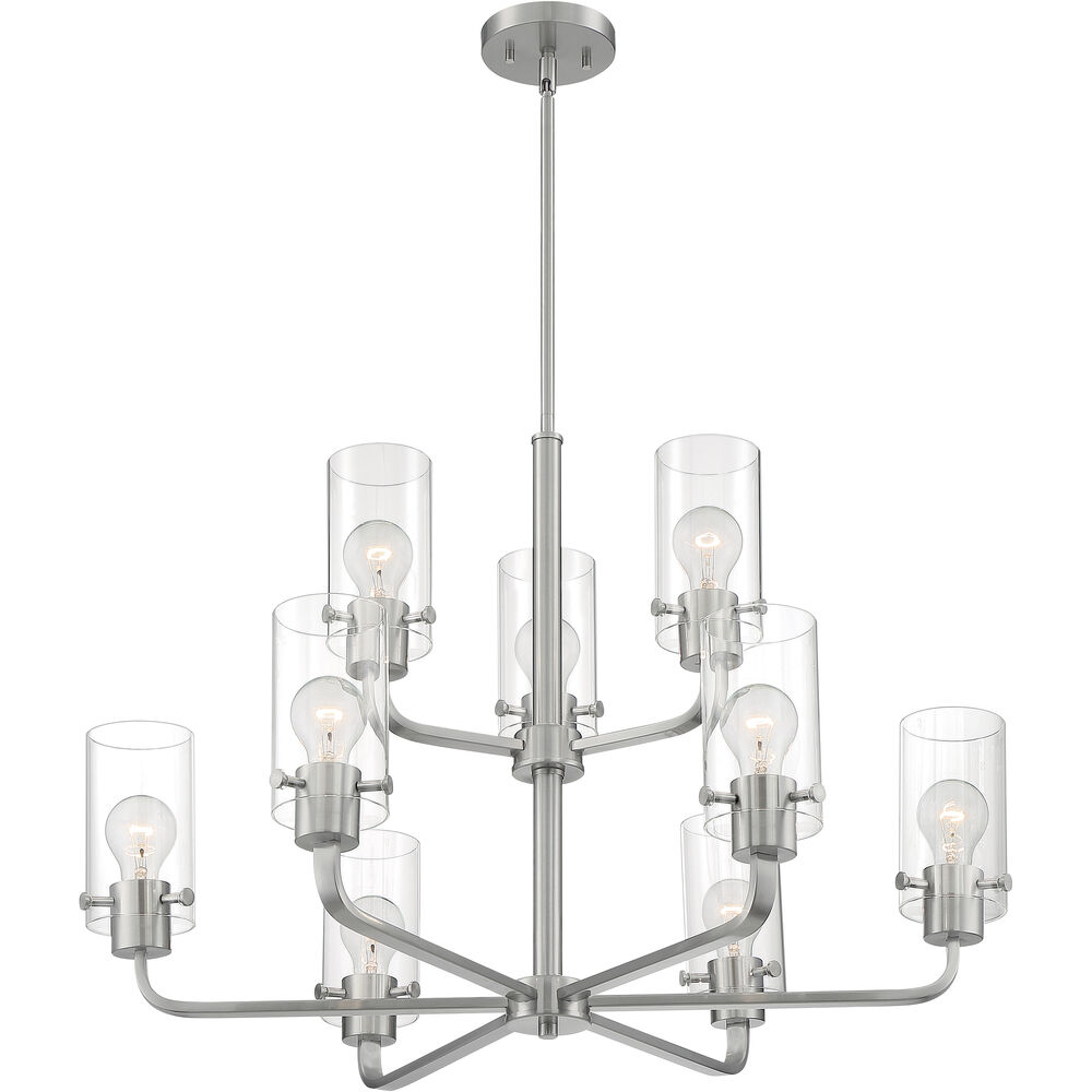 Nuvo Lighting Sommerset 9 Light 30 Inch Brushed Nickel Chandelier Ceiling Light