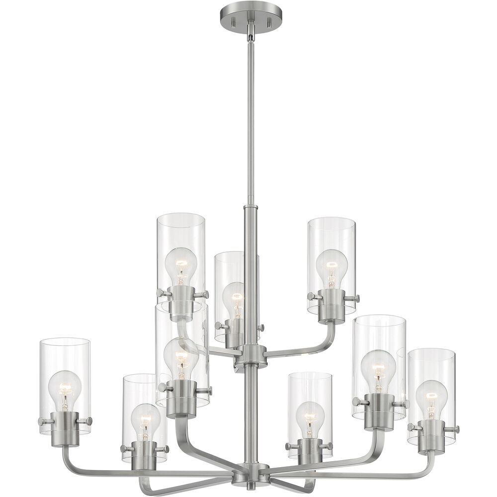 Nuvo Lighting Sommerset 9 Light 30 Inch Brushed Nickel Chandelier Ceiling Light