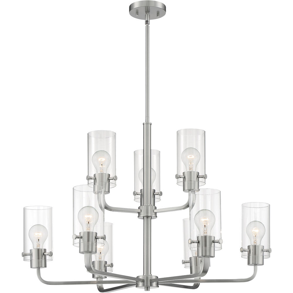 Nuvo Lighting Sommerset 9 Light 30 Inch Brushed Nickel Chandelier Ceiling Light