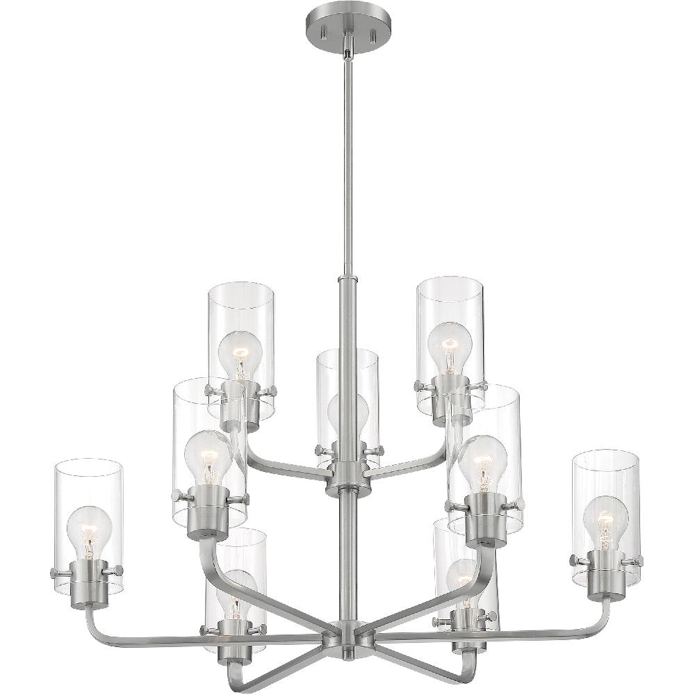 nuvo lighting Sommerset 9 Light 30 inch Brushed Nickel Chandelier Ceiling Light